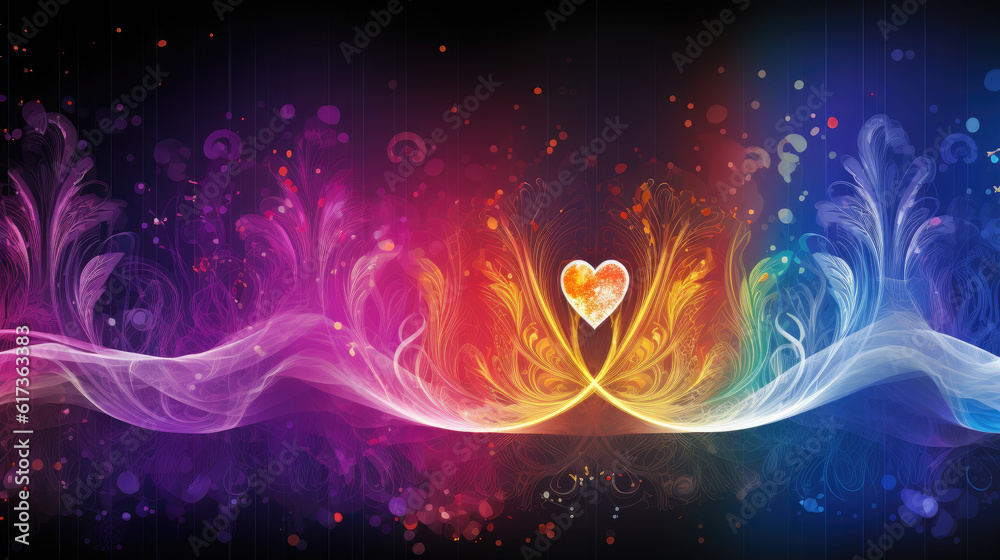 Wall mural sensual tantra energy flow heart nature valentine background - by generative ai