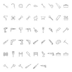 Doodle set working construction tools