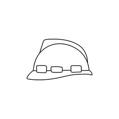 Engineer helmet hand drawn outline doodle icon. Hard hat vector sketch illustration for print, web, mobile and infographics isolated on white background