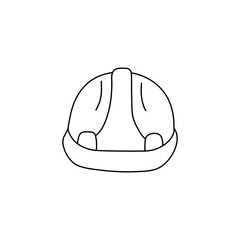 Engineer helmet hand drawn outline doodle icon. Hard hat vector sketch illustration for print, web, mobile and infographics isolated on white background