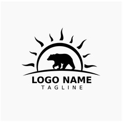 grizzly bear walk logo vector symbol illustration design