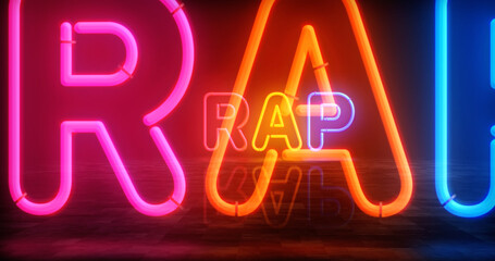 Rap battle music neon light 3d illustration