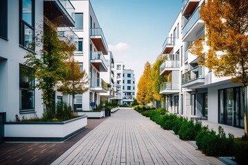 Modern apartments neighborhood, generative ai