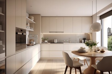 Fototapeta premium Luxurious Open-Concept Kitchen with a Spacious Island and High-End Cabinetry