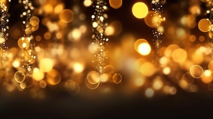 Sparkling Luxury, Gold Glitter, Bokeh Sparkles, and Particles. Generative AI