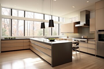 Bright and Airy Modern Kitchen with Custom Cabinets and Hardwood Floors