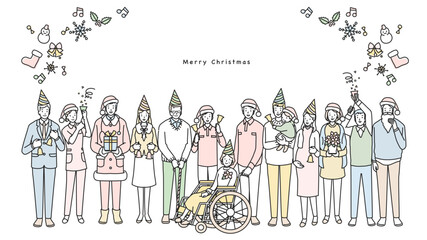 介護関係の人々のクリスマス　フレーム