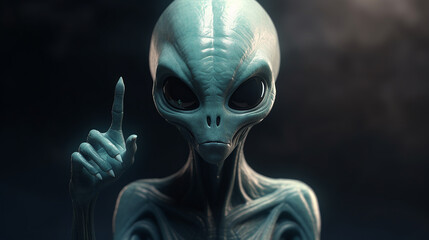 alien showing peace sign, 3d render. ,generative AI