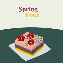 Spring Love  Biscuit Cake with Flowers