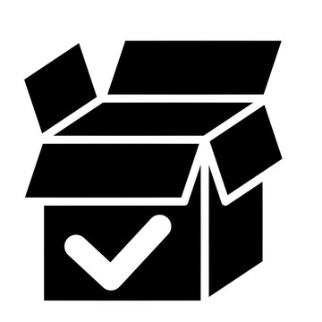 silhouette opened pakage with checklist icon 