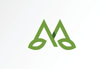 M logo with leaf icon. This logo was created using letter M elements and leaf icon in a simple and elegant style. This logo is easy to remember and can be applied in various media.