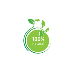 nature 100% natural logo green oil leaf product label bio eco