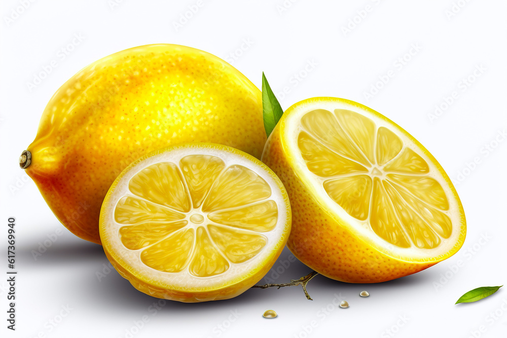 Poster lemon slices isolated on white background. generated by ai