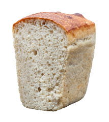 Rye bread without a background in the cut with a crispy crust and texture in the hole. Fresh homemade sourdough bread. Photo in high quality. PNG