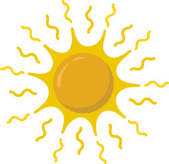 The sun. Yellow icon on a white background. Vector illustration of the sun.