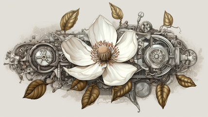 floral, vintage background, flover, products, enginer, generative, ai, steampunk, background,...
