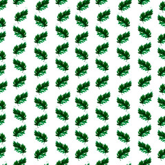 Watercolor set of seamless patterns with stylized green acanthus leaves