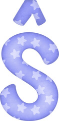 Letter Ŝ with star pattern in blue tone