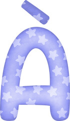 Letter À with star pattern in blue tone