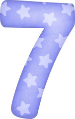 Number 7 with star pattern in blue tone