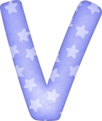 Letter V with star pattern in blue tone