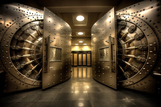 Open bank vault door