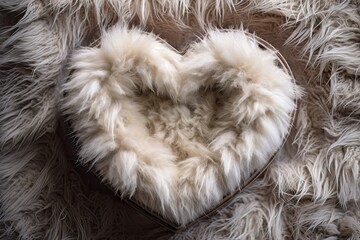 Romantic Heart-Shaped Fluffy Box on Background for Valentine's Day Decoration and Celebration with Copy Space for Gift