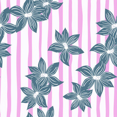 Cute stylized bud flowers background. Abstract flower seamless pattern in simple style.