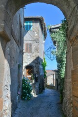 A characteristic street in Artena, an old village in the province of Rome, Italy.