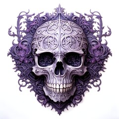 purple skull with patterns on a white background abstraction