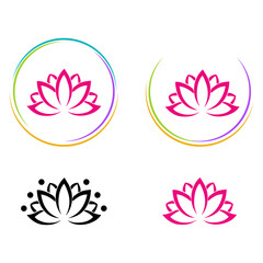 Set colored lotos icons - obrazy, fototapety, plakaty
