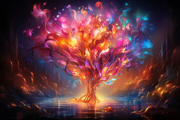 Concept art of a human colorful brain exploding with knowledge,emotins and bursting with creativity Ai generative