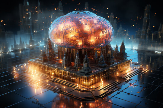 Concept art of a human colorful brain exploding with knowledge,emotins and bursting with creativity Ai generative