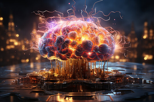 Concept art of a human colorful brain exploding with knowledge,emotins and bursting with creativity Ai generative