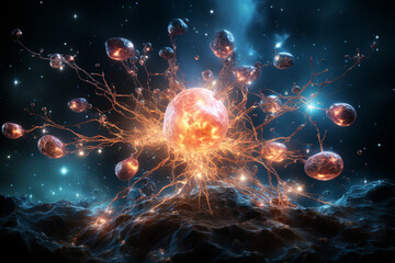 Concept art of a human colorful brain exploding with knowledge,emotins and bursting with creativity Ai generative
