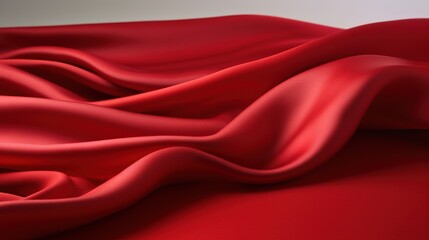 Obraz premium Smooth elegant red fabric cloth on white background generative ai