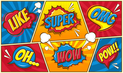 Fototapeta premium Comic cartoon funny colorful background