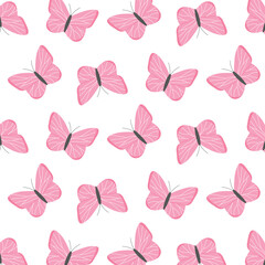 Fototapeta na wymiar Kids seamless pattern with butterflies. Vector illustration. Butterfly print in hand-drawn style. Cute pattern with insects.