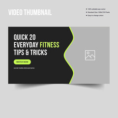 Body fitness tips youtube video cover banner template design, video thumbnail banner template design for social media posts, vector eps file format