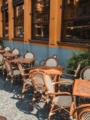 Prague, Czech Republic - 05 12 2023: Street cafe in the center of Prague