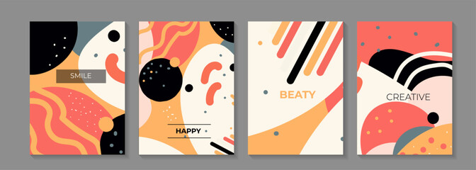 Abstract creative artistic covers. Suitable for poster, greeting and business card, invitation, flyer, banner, brochure, email header, post in social networks, advertising, events and page cover. 