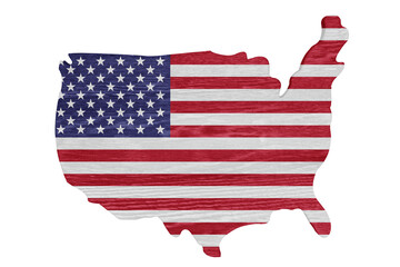 US American flag weathered wood map