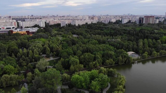 Public Park Titan, Bucharest, Romania. View from the drone