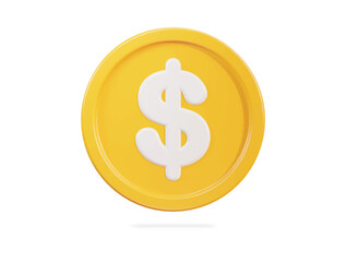 3d realistic gold coin icon coin with dollar sign vector illustration