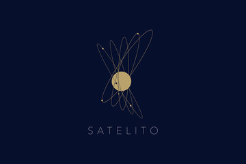 Minimal space logo, Celestial logotype, Plane logo, emblem, symbol, star, satellite, galaxy, solar © michaelrayback