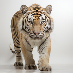 Obraz premium Sumatra tiger (Panthera tigris sumatrae) white background , ai generated<@1074072328423616662>