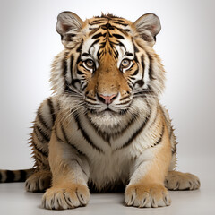 Obraz premium Sumatra tiger (Panthera tigris sumatrae) white background , ai generated<@1074072328423616662>