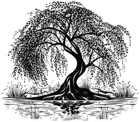Willow Tree Black and White