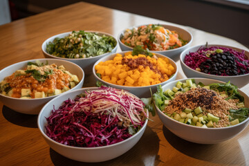 Assorted Salads On Bowls, Generative AI