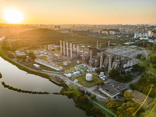Sao Paulo, Sao Paulo, Brazil. June, 25th 2023. Aerial image of the Jardim Pedreira neighborhood in São Paulo. With the Elevação Pedreira Hydroelectric Plant and the Piratininga thermoelectric plant.